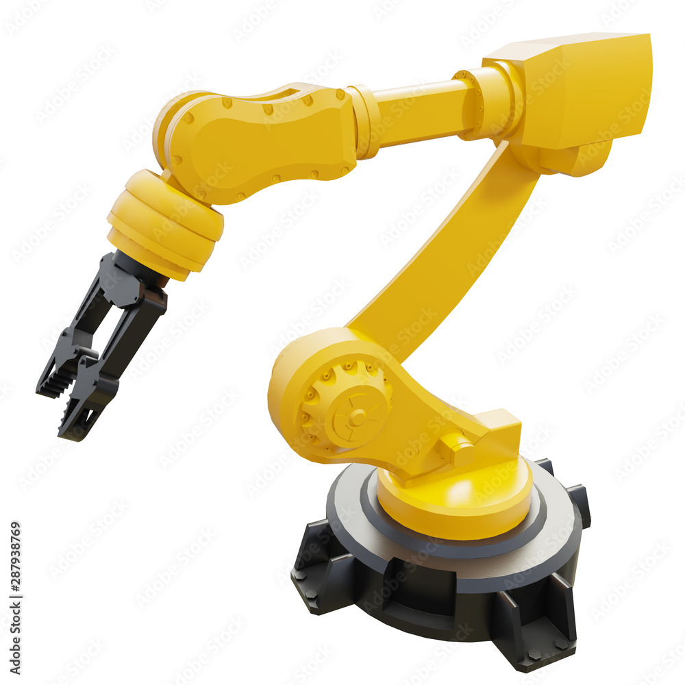 Robotic Arm isolated on white background. 3d rendering. Robotic Arm isolated on white background. 3d rendering.