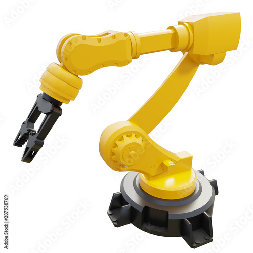 Robotic Arm isolated on white background. 3d rendering.