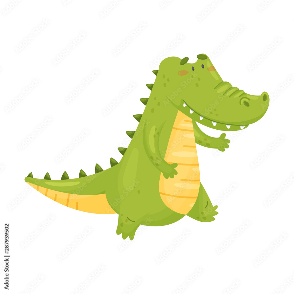 Fototapeta premium Humanized crocodile is coming. Vector illustration on a white background.