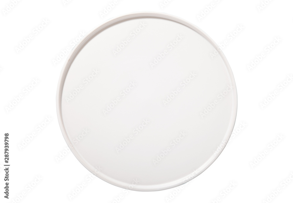 Black plate isolated on white background. Top view mock up. Black plate isolated on white background. Top view mock up.