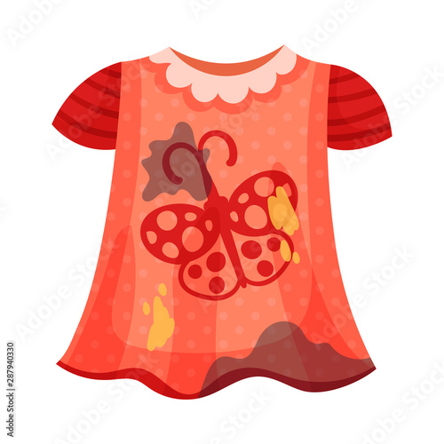 Dirty dress for the girl. Vector illustration on a white background.