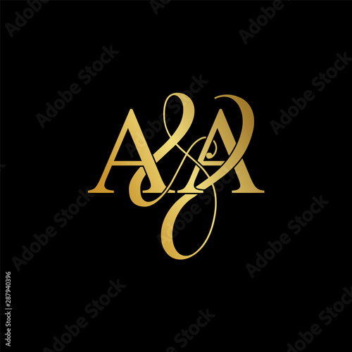 Initial letter A & A AA luxury art vector mark logo, gold color on black background.