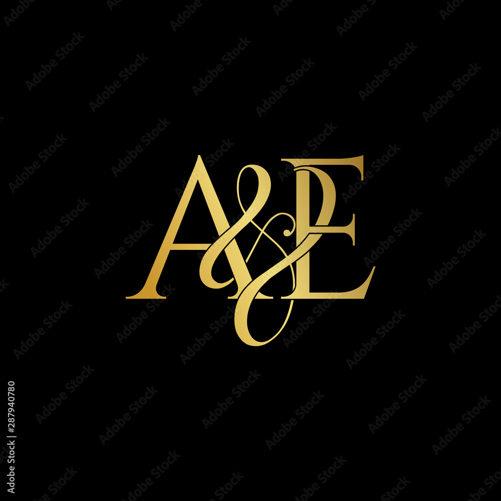 Initial letter A & E AE luxury art vector mark logo, gold color on ...