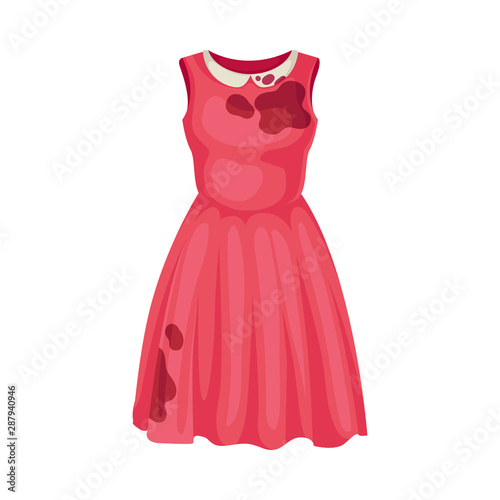 Dirty pink dress with a collar. Vector illustration on a white background.