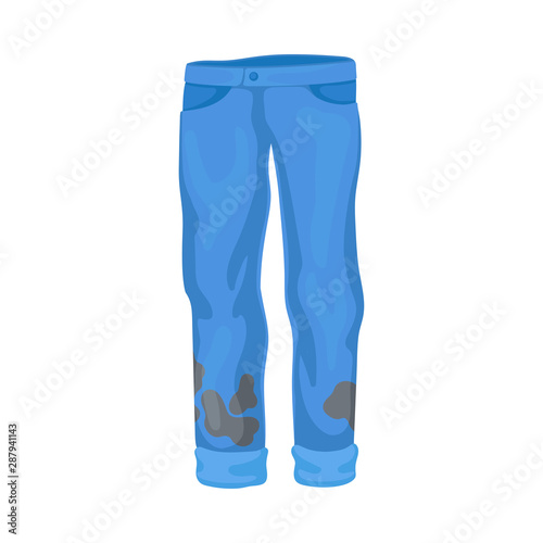 Dirty blue jeans. Vector illustration on a white background.