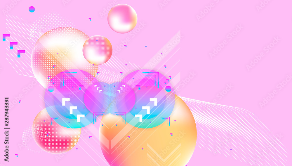 Abstract futuristic background New Year's Eve 3d colorful balls vector illustration pearls gentle pastel shades
