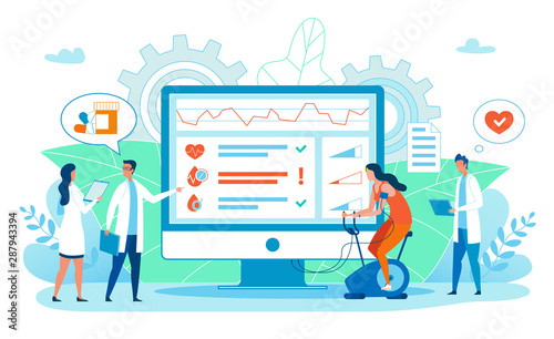 Banner Smart Trainer with Indicator Cartoon Flat.