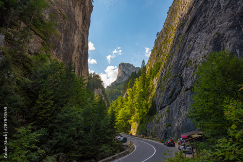 Bicaz Gorge in Romania. One of the most spectacular roads in Carpathian Mountains photo