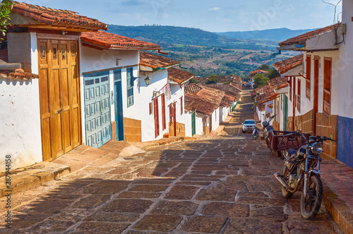 Street view in Barichara, Colombia photo