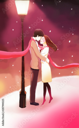 Quadro su tela Kissing, hugging, love, emotion, gender, love, romance, encounter, aestheticism,