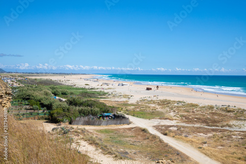 landscape of Bateles Beach  from top  in Conil de la Frontera  Cadiz  Andalusia  Spain 