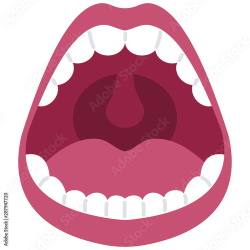 Open mouth vector cartoon illustration isolated on a white background.