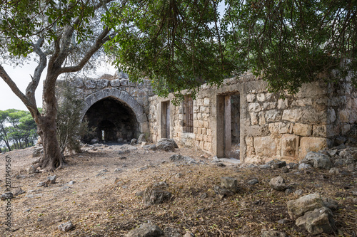 The ruins of ancient buildings are located on the territory of the catholic Christian Transfiguration Church located on Mount Tavor near Nazareth in Israel