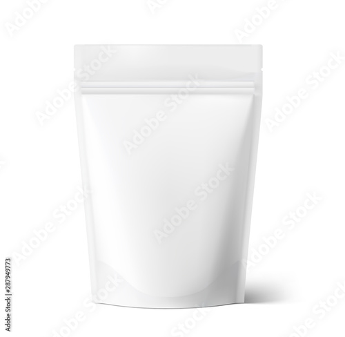 Pouch bags mockup isolated on white background. Vector illustration. Front view. Can be use for template your design, presentation, promo, ad. EPS10.