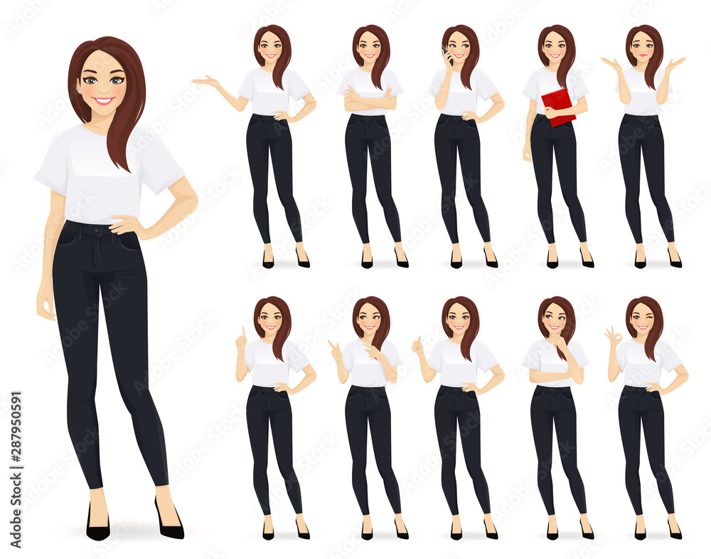Young Positive Woman Casual Posing Isolated Stock Photo 709283113 |  Shutterstock