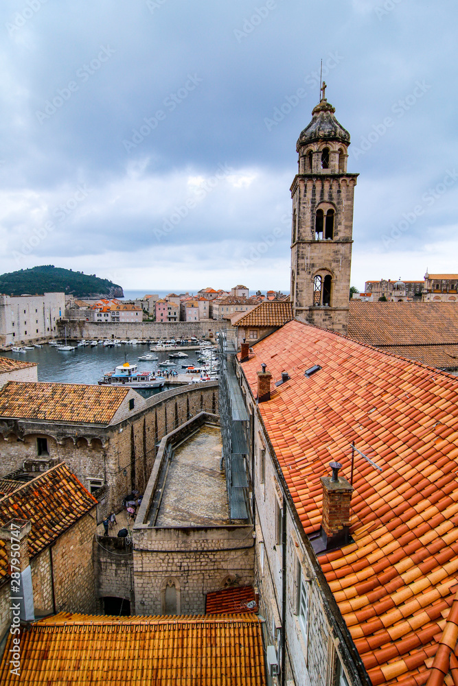 Dubrovnik old city aerial landscape  scene in Croatia roof top