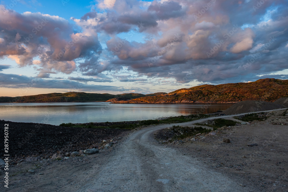 Summer landscape of the green polar tundra in the vicinity Teriberka Summer landscape of the green polar tundra in the vicinity Teriberka