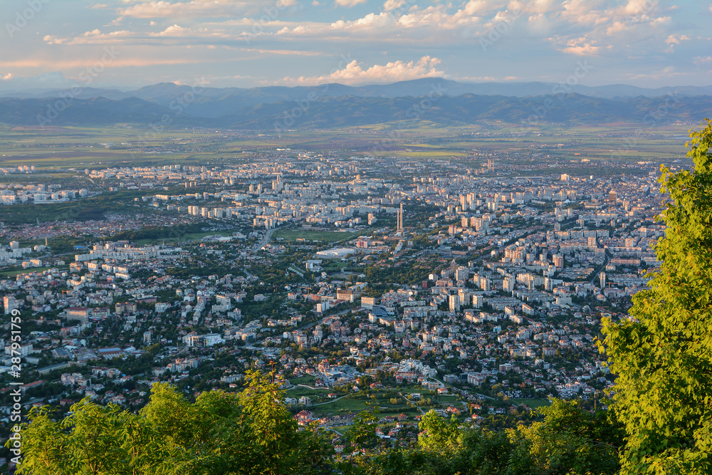 View to the Sofia city at daylight. View from the Kopitoto Hill, Vitosha Mountain, Bulgaria