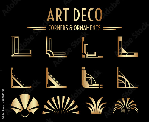 Geometric Art Deco Corner and Ornament Set