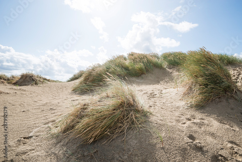 Dünenlandschaft mit sonnigem Himmel photo