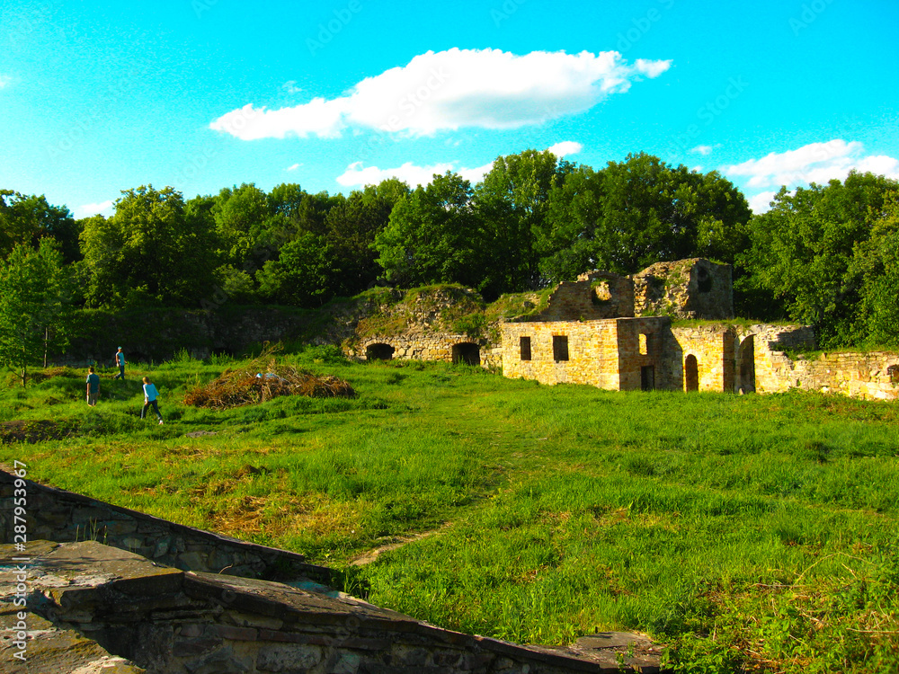 Terebovlya, Ukraine - June 8, 2009: Ruins of the ancient legendary Terebovlya castle. Monument to the historical heritage of Ukraine.