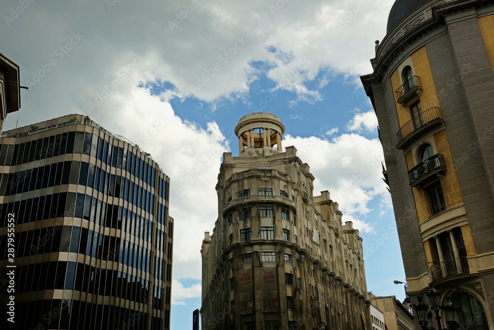 Different buildings on Barcelona's streets