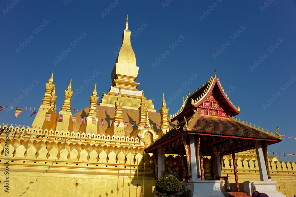 Pha That Luang Temple - Great golden stupa in Vientiane Laos Pha That Luang Temple - Great golden stupa in Vientiane Laos