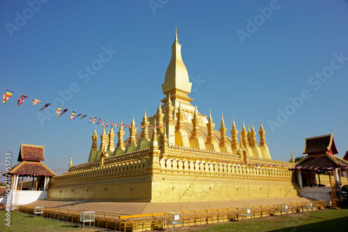 Pha That Luang Temple - Great golden stupa  in Vientiane Laos