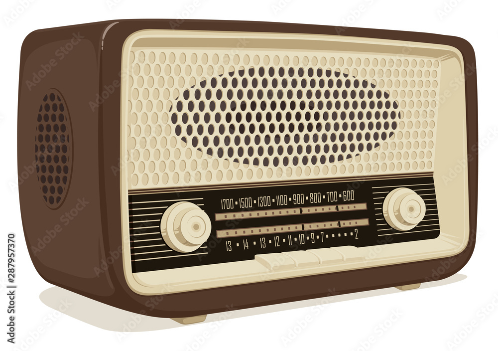 Realistic vector image of an old radio receiver of the last century in retro  style. Isometric illustration of an old-fashioned radio isolated on white  background. Retro music Stock Vector | Adobe Stock