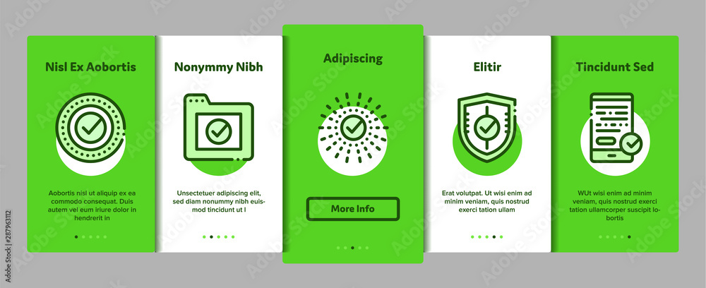 Approved Elements Vector Onboarding Mobile App Page Screen. Contour Illustrations Approved Elements Vector Onboarding Mobile App Page Screen. Contour Illustrations