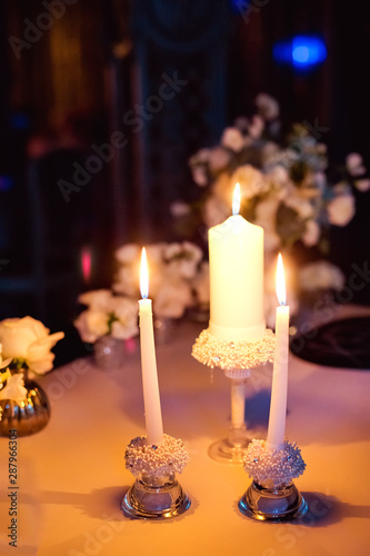 candles on the wedding table