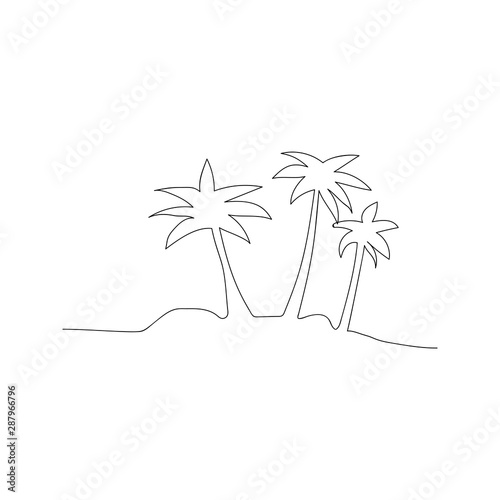 continuous line drawing of set of trees. isolated sketch drawing of set trees line concept. outline thin stroke vector illustration