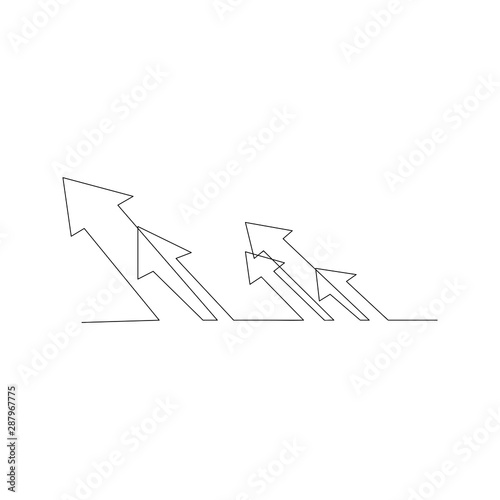 continuous line drawing of multiple arrows. isolated sketch drawing of multiple arrows line concept. outline thin stroke vector illustration