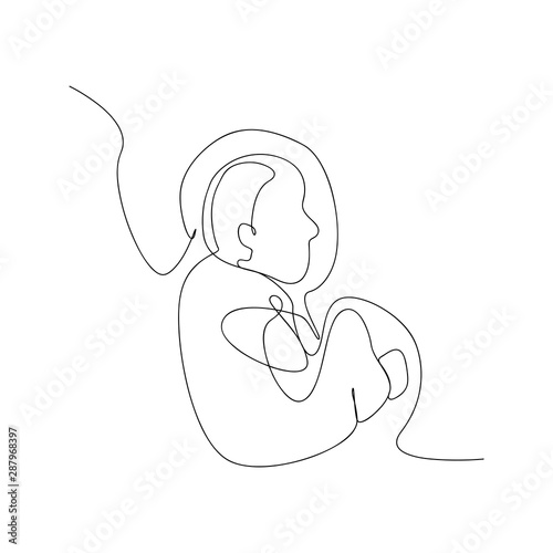 continuous line drawing of baby in womb. isolated sketch drawing of baby in womb line concept. outline thin stroke vector illustration