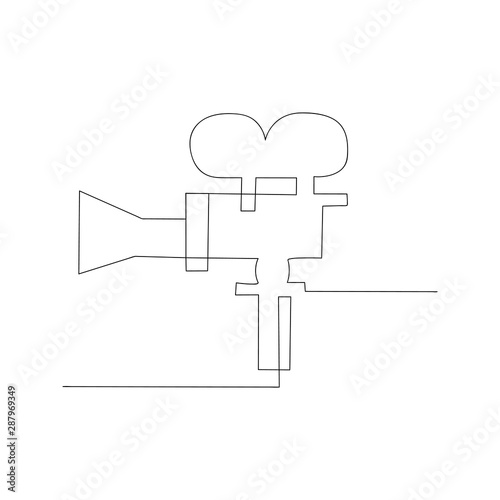 continuous line drawing of movie camera. isolated sketch drawing of movie camera line concept. outline thin stroke vector illustration