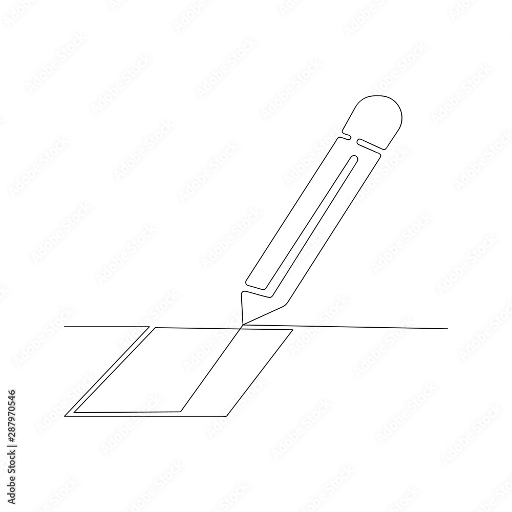 Fototapeta premium continuous line drawing of pen. isolated sketch drawing of pen line concept. outline thin stroke vector illustration