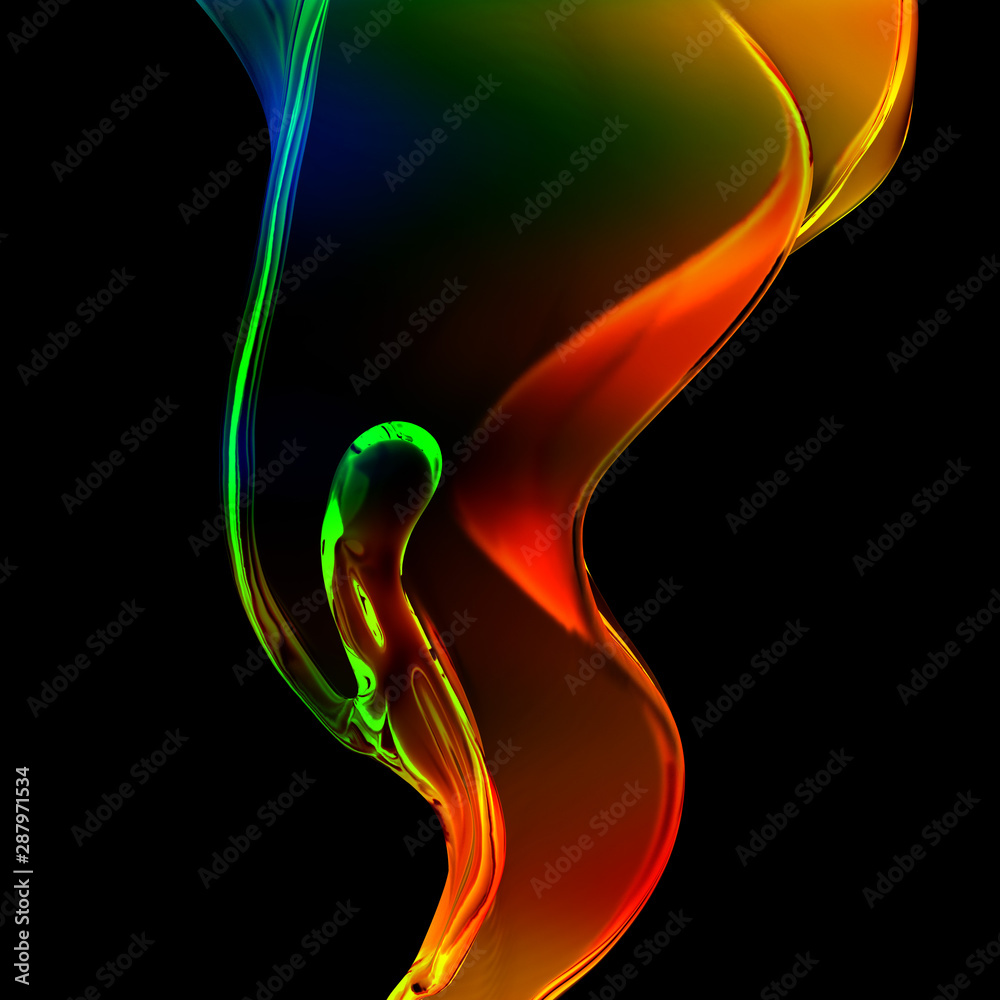 Naklejka premium Splash fluid. 3d illustration, 3d rendering.