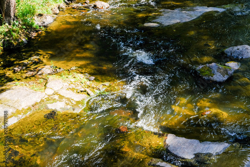 Finland  Kotka  Langinkoski rapid on the Kumi river  fast forest creek with granite rocks.