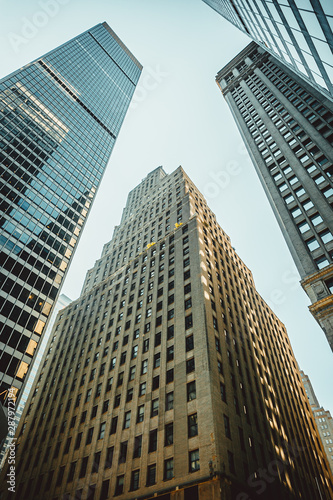 new york skyscrapers top and overall view
