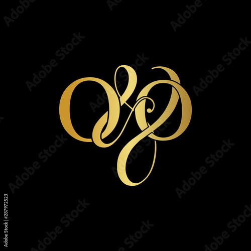 Initial letter O & O OO luxury art vector mark logo, gold color on black background.