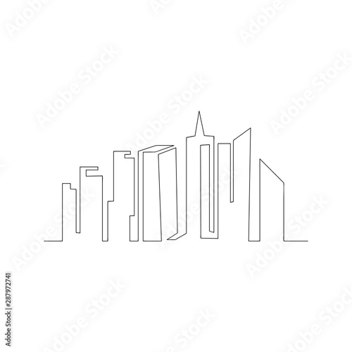 continuous line drawing of big city. isolated sketch drawing of big city line concept. outline thin stroke vector illustration