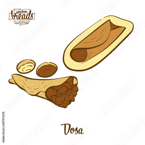 Colored drawing of Dosa bread