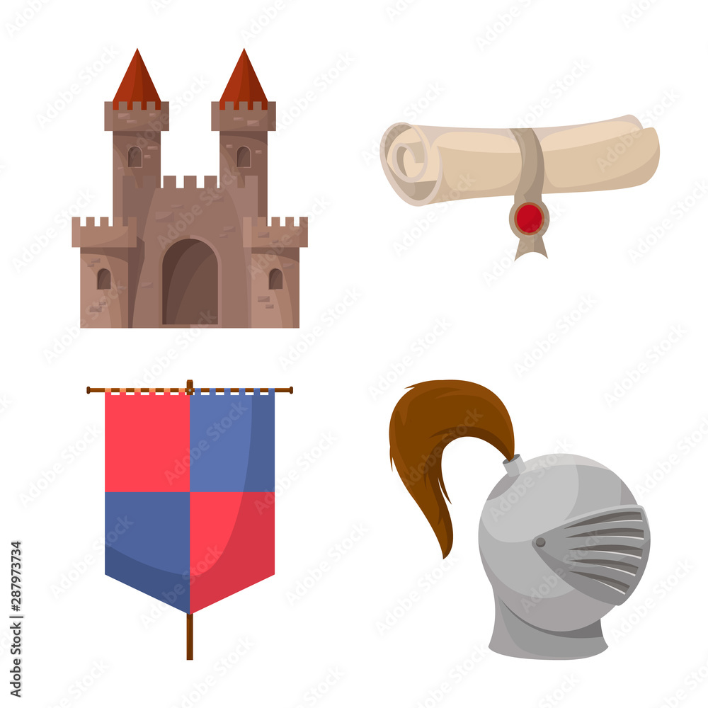 Vector illustration of medieval and history icon. Collection of ...