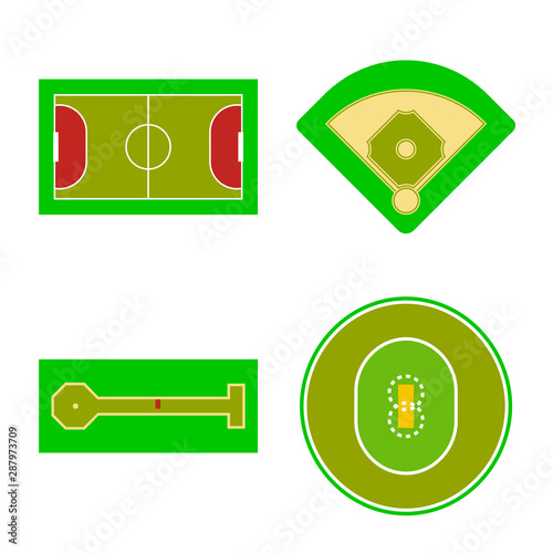 Vector illustration of field and plan sign. Collection of field and grass stock vector illustration.