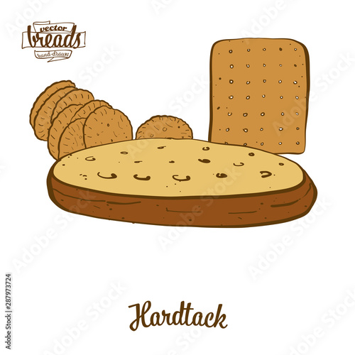 Obraz na plátně Colored drawing of Hardtack bread