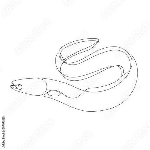 Eel illustration drawn by one line. Minimalist style vector illustration