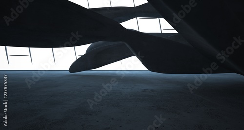 Empty dark abstract concrete smooth interior . Architectural background. 3D illustration and rendering © SERGEYMANSUROV