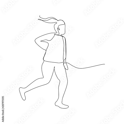 continuous line drawing of running athlete girl. isolated sketch drawing of running athlete girl line concept. outline thin stroke vector illustration
