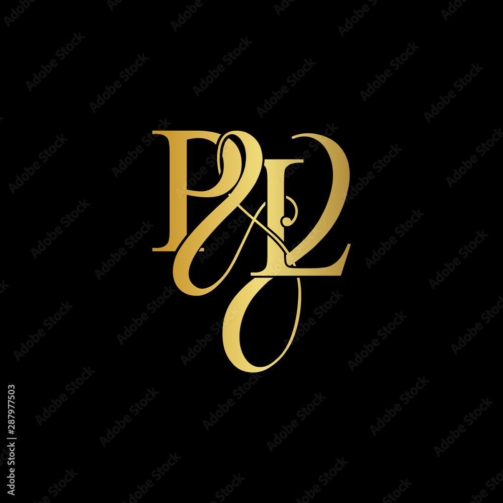 Initial letter P & L PL luxury art vector mark logo, gold color on black background. Initial letter P & L PL luxury art vector mark logo, gold color on black background.