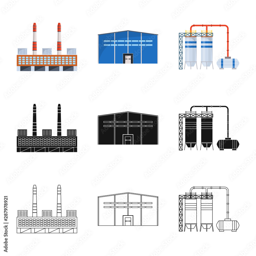 Isolated object of production and structure logo. Set of production and technology vector icon for stock.